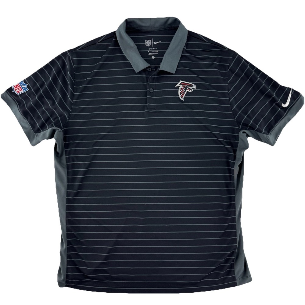 Nike Atlanta Falcons NFL Dri Fit Polo Shirt Mens XL‎ Black Striped Golf